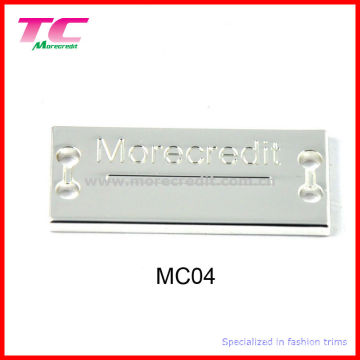 Silver Zinc Alloy Garment Label